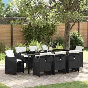 Imagine vidaXL Set de masă pentru grădină 9 buc. Negru poliratan
