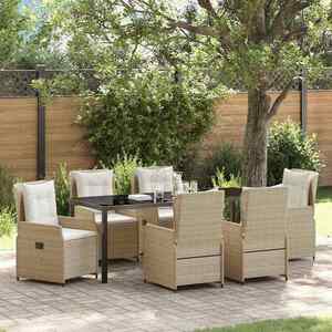 Imagine vidaXL Set de masă pentru grădină 7 buc. Beige și gri deschis