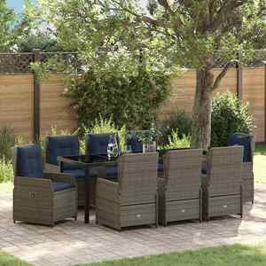 Imagine vidaXL Set de masă pentru grădină 9 buc. Gri Rattan poli