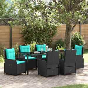 Imagine vidaXL Set de masă pentru grădină 7 buc. Negru Rattan poli