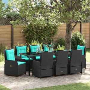 Imagine vidaXL Set de masă pentru grădină 9 buc. Negru Rattan poli