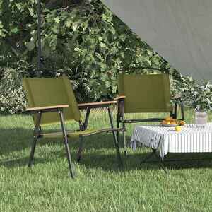 Imagine vidaXL Scaune de camping, 2 buc., verde, 54x55x78 cm, țesătură Oxford
