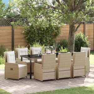 Imagine vidaXL Set de masă pentru grădină 9 buc. Beige și gri deschis