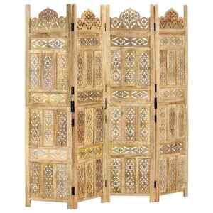 Imagine vidaXL Paravan cameră sculptat manual 4 panouri 160x165 cm mango
