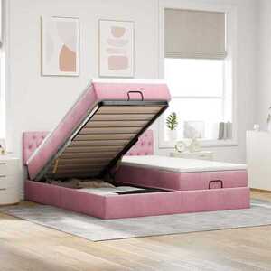 Imagine vidaXL Cadru de pat otoman cu saltele Roz 200x200cm catifea