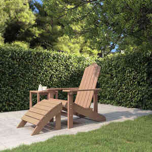 Imagine vidaXL Scaun de grădină Adirondack cu suport pentru picioare maro HDPE