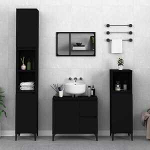 Imagine vidaXL Dulap de baie, negru, 30x30x100 cm, lemn prelucrat