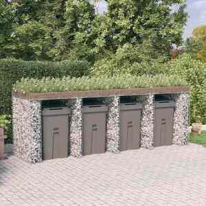 Imagine vidaXL Perete gabion pentru pubela gunoi 350x91x120 cm fier galvanizat