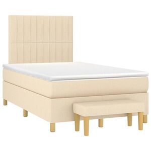 Imagine vidaXL Pat continental cu saltea, crem, 120x190 cm, textil