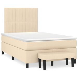 Imagine vidaXL Pat continental cu saltea, crem, 120x190 cm, textil