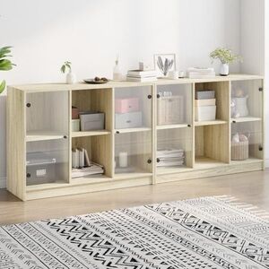 Imagine vidaXL Bibliotecă cu uși stejar sonoma 204x37x75 cm lemn compozit