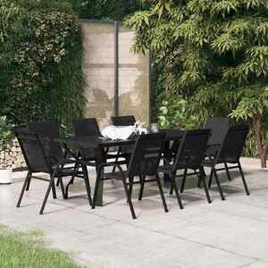 Imagine vidaXL Set mobilier de grădină, 9 piese, negru