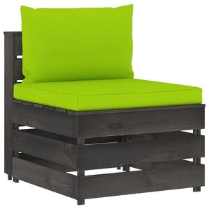 Imagine vidaXL Canapea de mijloc modulară cu perne, gri, lemn tratat