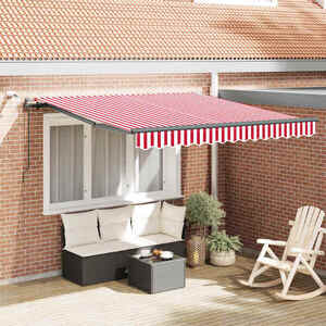 Imagine vidaXL Copertină retractabilă Roșu și Alb 300 x 250 cm Poliester