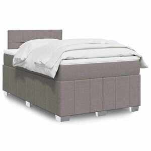 Imagine vidaXL Pat box spring cu saltea, gri taupe, 120x200 cm, textil