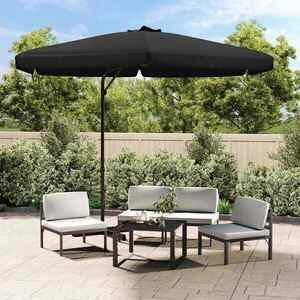 Imagine vidaXL Umbrelă de soare de grădină, stâlp din oțel, negru, 300 cm