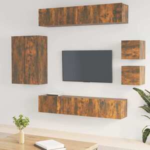 Imagine vidaXL Set dulap TV, 8 piese, stejar fumuriu, lemn prelucrat