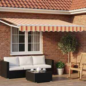 Imagine vidaXL Copertină retractabilă Galben, Portocaliu și Alb 3, 5 x 2 m
