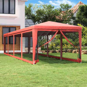 Imagine vidaXL Cort de petrecere cu 10 pereți din plasă, roșu, 3x12 m, HDPE