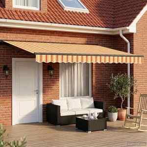 Imagine vidaXL Copertină retractabilă manuală Galben și portocalie 4 × 3, 5 m