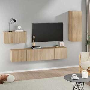 Imagine vidaXL Set dulap TV, 4 piese, stejar sonoma, lemn prelucrat
