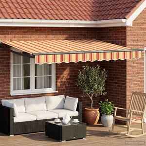 Imagine vidaXL Copertină retractabilă Galben, Portocaliu și Alb 3, 5 x 2 m