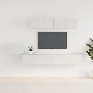 Imagine vidaXL Set dulap TV, 5 piese, alb, lemn prelucrat