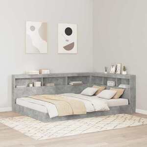 Imagine vidaXL Pat bibliotecă cu raft Gri beton 140 x 200 cm Lemn prelucrat