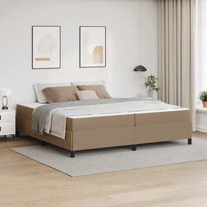 Imagine vidaXL Cadru de pat cu saltea Cappuccino 200 x 200 cm țesătură
