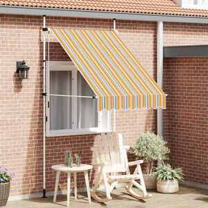 Imagine vidaXL Copertină retractabilă manual, dungi galben și albastru, 150 cm