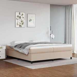 Imagine vidaXL Pat continental cu saltea, cappuccino, 200x200 cm, piele eco