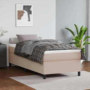 Imagine vidaXL Pat box spring cu saltea, cappuccino, 100x200cm piele ecologică