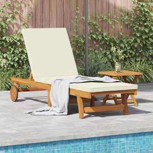 Imagine vidaXL Șezlong Maro și Crem 199 x 63 x 85 cm Lemn Solid de Acacia