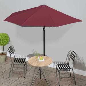 Imagine vidaXL Umbrelă de balcon, tijă aluminiu bordo 300x155x223cm semirotund