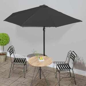 Imagine vidaXL Umbrelă de balcon tijă aluminiu negru 300x155x223cm semirotund