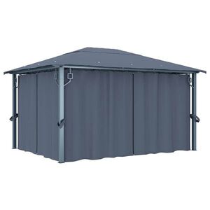 Imagine vidaXL Pavilion cu perdele, antracit, 400 x 300 cm, aluminiu