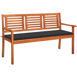 Imagine vidaXL Bancă grădină 3 locuri, cu pernă, 150 cm, lemn masiv eucalipt