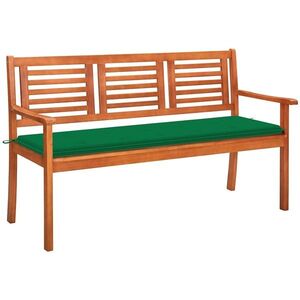 Imagine vidaXL Bancă grădină 3 locuri, cu pernă, 150 cm, lemn masiv eucalipt
