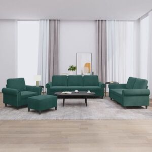 Imagine vidaXL Set de canapele cu perne, 4 piese, verde închis, catifea