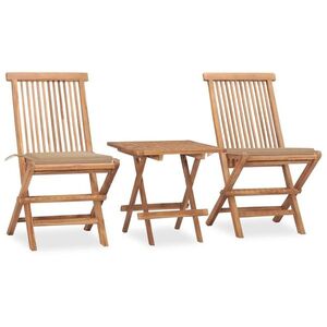 Imagine vidaXL Set mobilier exterior pliabil cu perne, 3 piese, lemn masiv tec