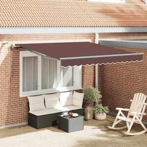 Imagine vidaXL Copertina retractabilă automat cu LED-uri, maro, 300x250 cm