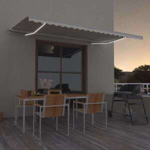 Imagine vidaXL Copertină retractabilă manual cu LED, crem, 500x350 cm