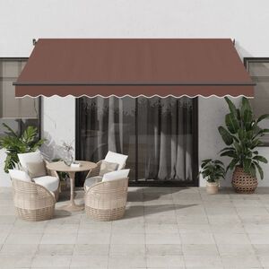 Imagine vidaXL Copertina retractabilă automat cu LED-uri, maro, 400x350 cm