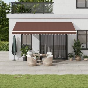 Imagine vidaXL Copertina retractabilă manual cu LED, maro, 500x350 cm