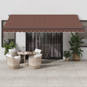 Imagine vidaXL Copertina retractabilă automat cu LED-uri, maro, 450x350 cm