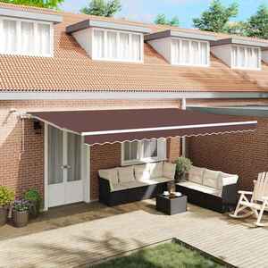 Imagine vidaXL Copertina retractabilă automat cu LED, maro, 500x300 cm