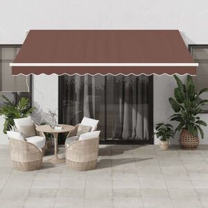 Imagine vidaXL Copertina retractabilă automat cu LED, maro, 400x350 cm