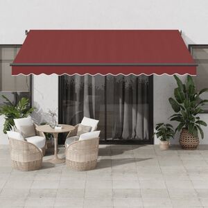 Imagine vidaXL Copertina retractabilă automat cu LED-uri, vișiniu, 400x350 cm