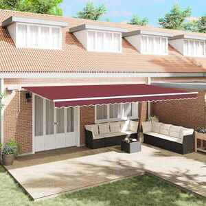 Imagine vidaXL Copertina retractabilă manual cu LED, vișiniu, 600x300 cm