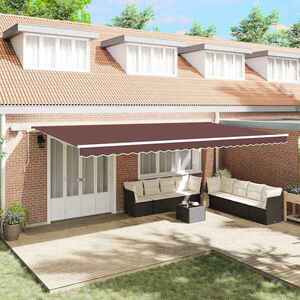 Imagine vidaXL Copertină retractabilă manual cu LED, maro, 600x300 cm